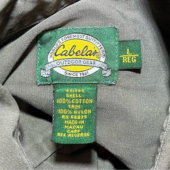 Vintage Cabela's Hunting Shirt Mens Large OD Green Canvas Elbow Patches - Picture 4 of 14